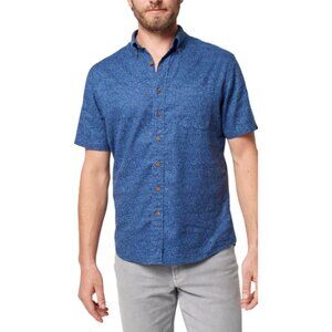 NWT Faherty Short Sleeve Breeze Shirt Horizon Blues Frond Print MWS2221 sz Large